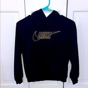 Nike Girls Black Hoodie with Gold Logo